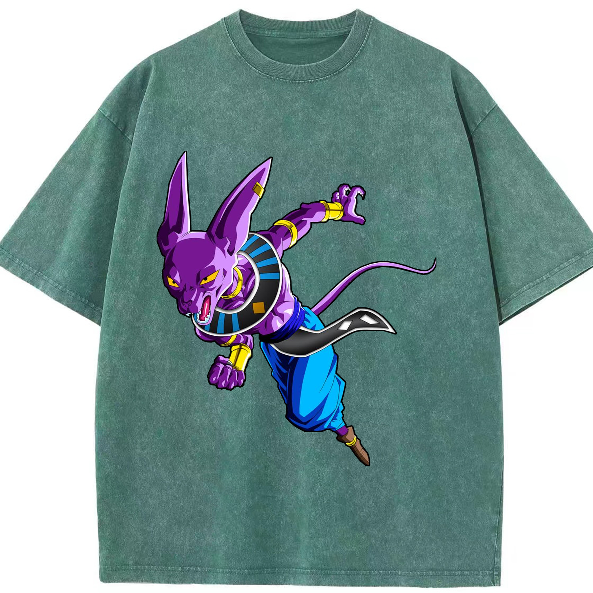 （画像用） ドラゴンボール ビルス 破壊神ビルス DRAGON BALL Beerus Birusu 綿100% ヴィンテージ風 半袖Tシャツ（フロントプリント）